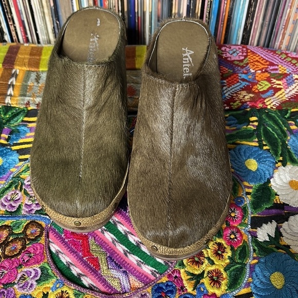 Antelope Collection Calf Hair Mules in Brownish Green Size 36 - Picture 5 of 10
